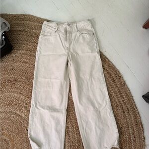 Mango Women's Straight Leg Cream Jeans